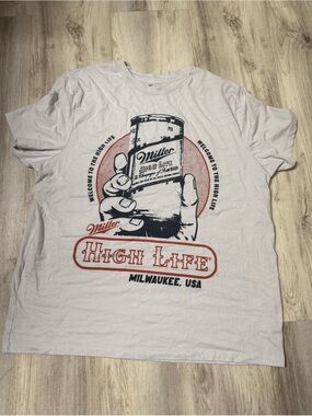 Miller High Life Graphic Tee - White with Red & Black Print